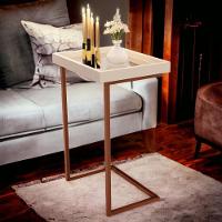 Mesa De Apoio Sofá Jb 4774 Pérola E Bronze Bechara - 1