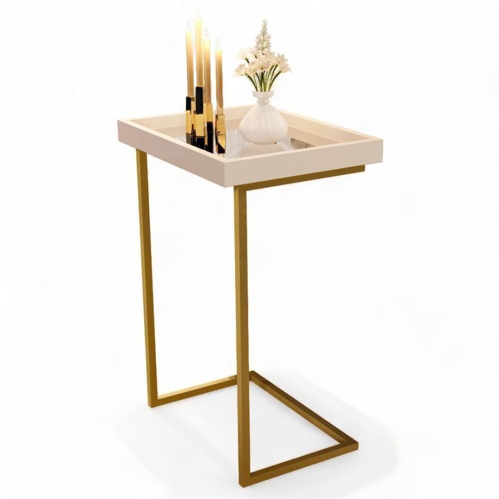 Mesa De Apoio Sofá Jb 4774 Pérola E Dourado Bechara - 3