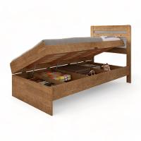 Cama Baú Larissa Solteiro Naturale E Off Com Colchão Framar - 3