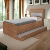 Cama Baú Larissa Solteiro Naturale E Off Com Auxiliar E 02 Colchões Framar - 1