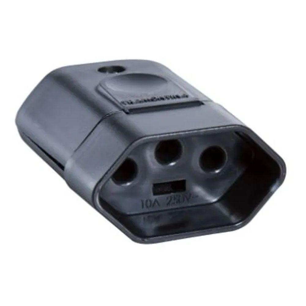 Plugue Femea 2p+t 10a-250v Preto 250v - 1