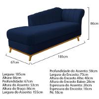 Kit Diva Recamier 185cm Lado Esquerdo E 01 Poltrona Laura Suede Azul Marinho - 2