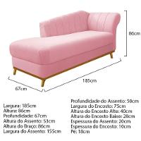 Kit Diva Recamier 185cm Lado Esquerdo E 01 Poltrona Laura Suede Rosa Bebê
