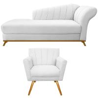 Kit Diva Recamier 185cm Lado Esquerdo E 01 Poltrona Laura Suede Branco - 1