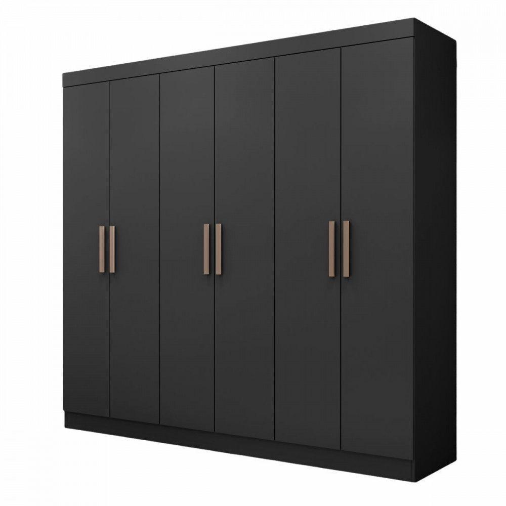 Guarda Roupa De Casal Paris 6 Portas Mdp Preto Fosco Maxel Preto Fosco - 1