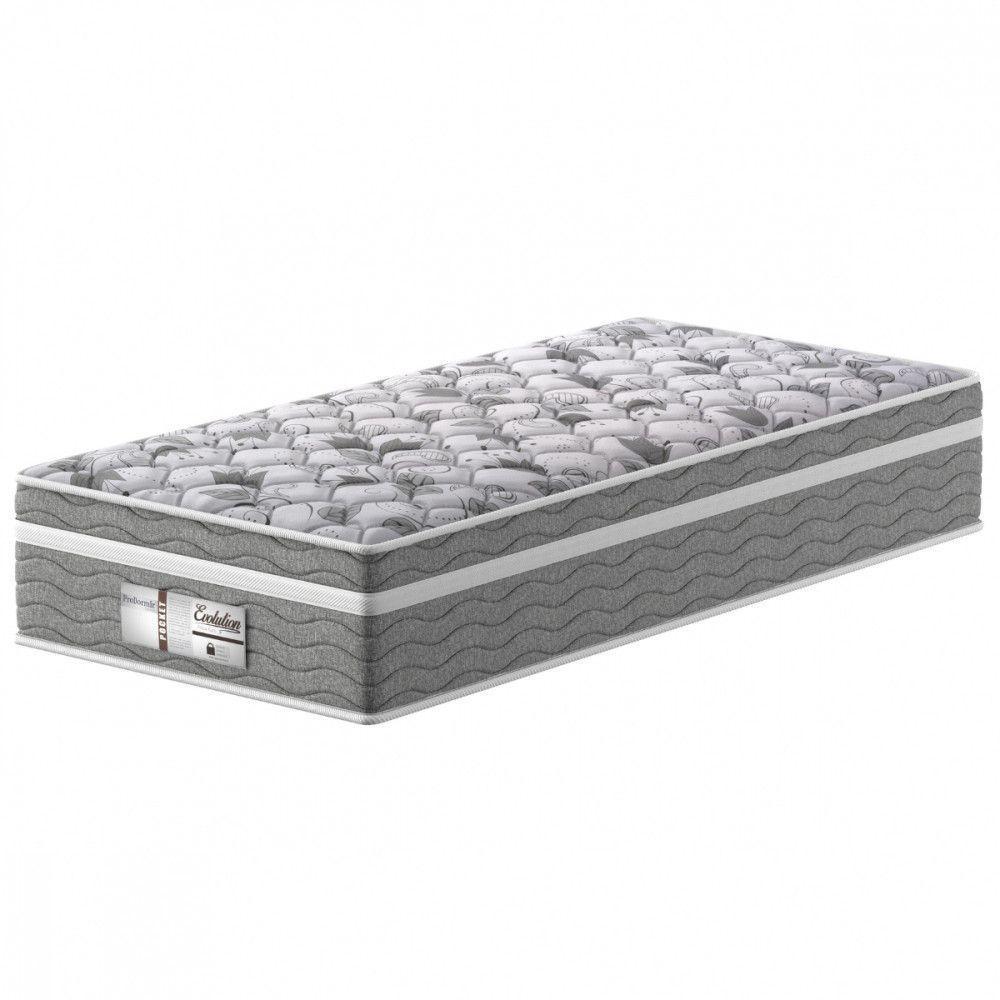 Colchão Solteiro 88x188x32 Evolution Molas Ensacadas Cinza Com Branco Pro Dormir Cinza Com Branco - 1
