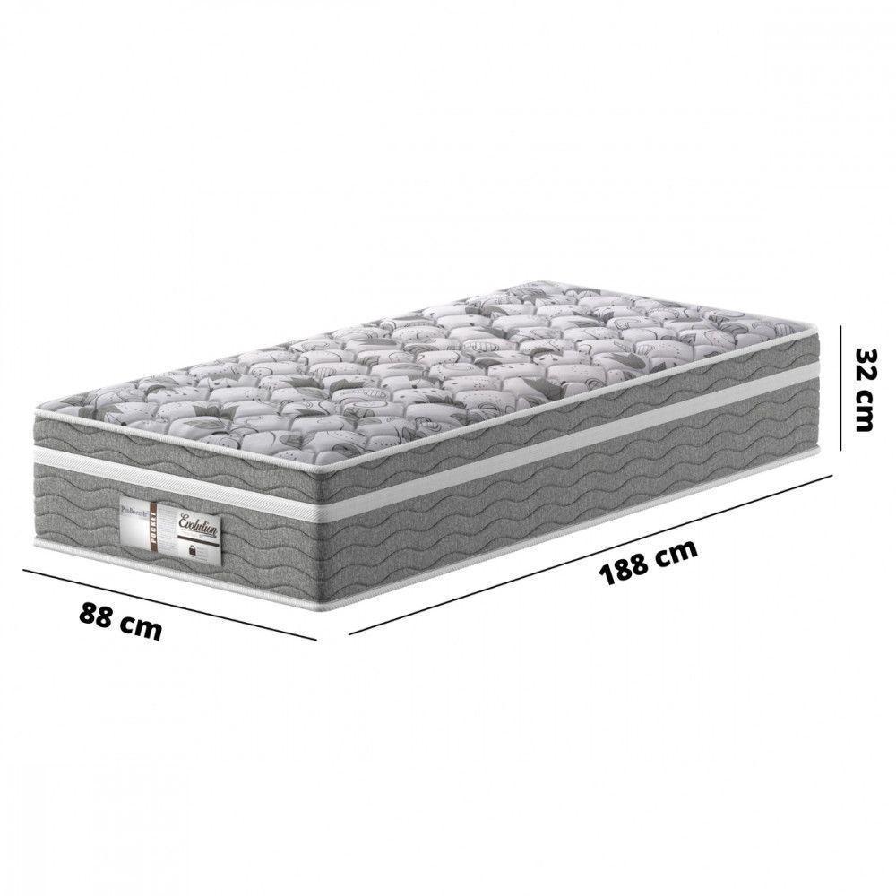 Colchão Solteiro 88x188x32 Evolution Molas Ensacadas Cinza Com Branco Pro Dormir Cinza Com Branco - 3