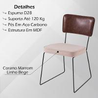 Kit 2 Cadeiras Decorativas F53x1 Linho Bege Corano Marrom Dmobiliario Bege Marrom