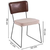 Kit 2 Cadeiras Decorativas F53x1 Linho Bege Corano Marrom Dmobiliario Bege Marrom - 5