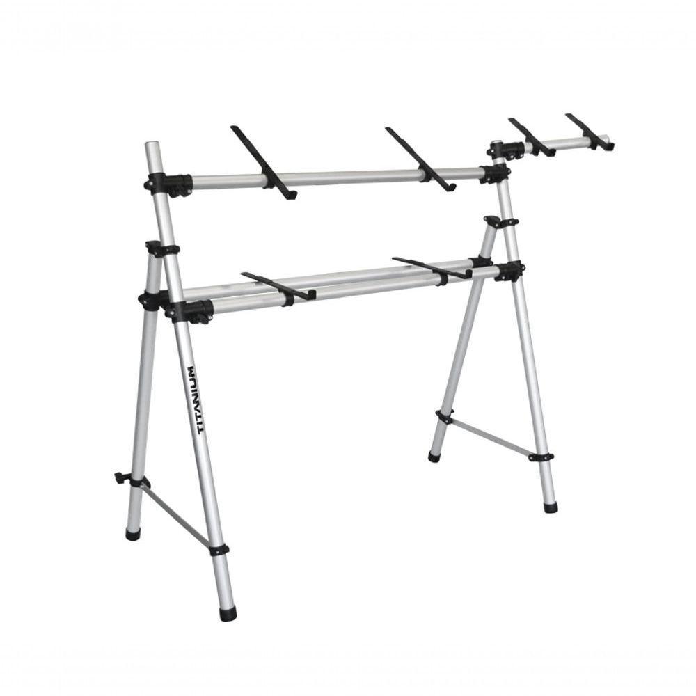 Rack Suporte Profissional Titanium Ty215 Bem P/ 2 Teclados + Suporte De Notebook - 1