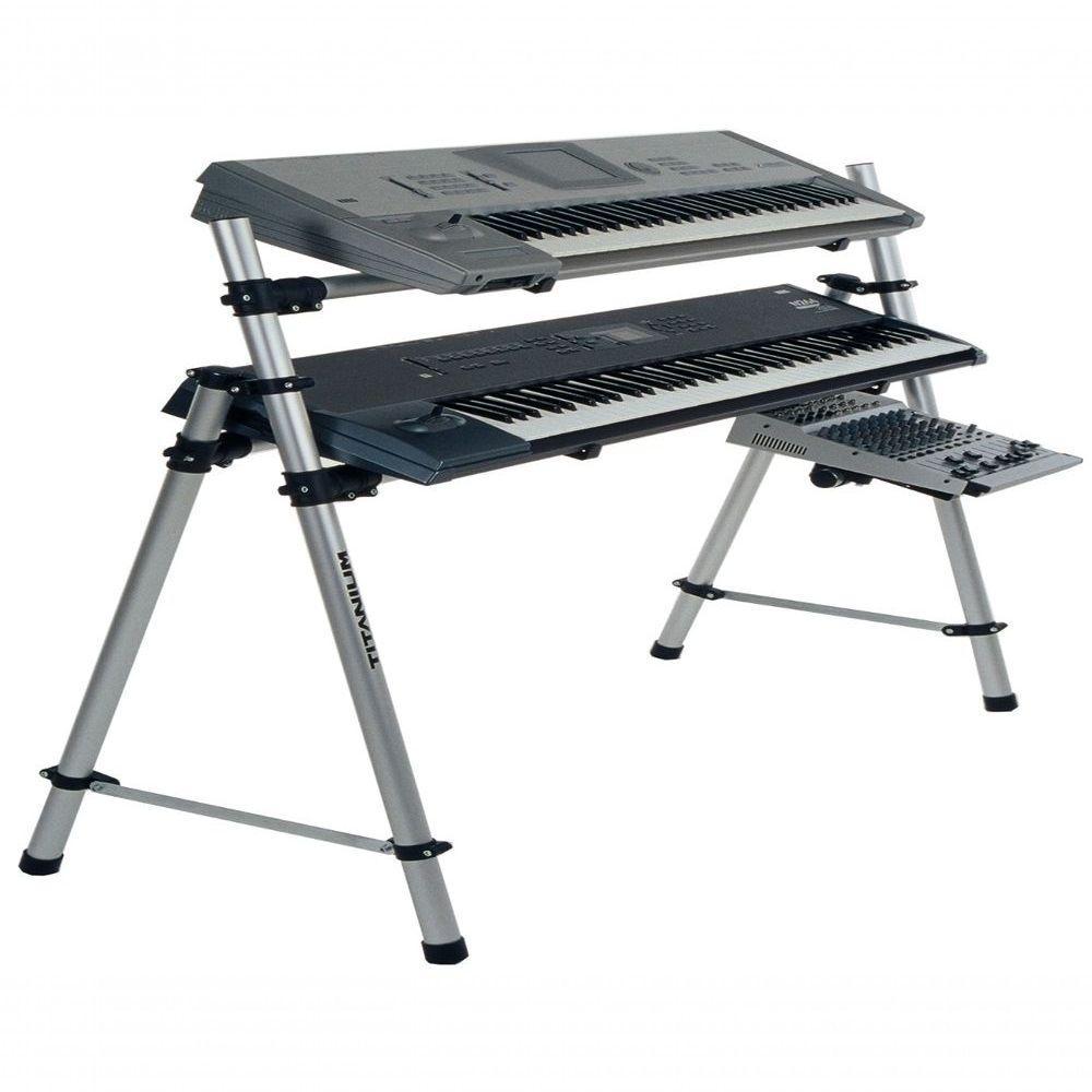Rack Suporte Profissional Titanium Ty215 Bem P/ 2 Teclados + Suporte De Notebook - 2