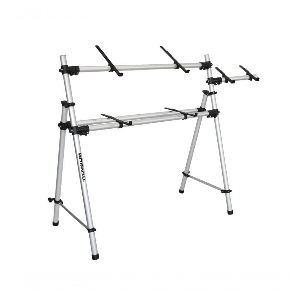 Rack Suporte Profissional Titanium Ty215 Bem P/ 2 Teclados + Suporte De Notebook - 3