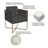 Kit 02 Poltronas Decorativas Andréia Base X Dourada Linho Cor Cinza Escuro - 7