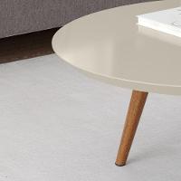 Mesa De Centro Para Sala Madeira Redonda Pés Palito Luna Patrimar Off White - 2