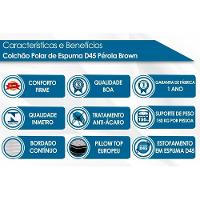 Cama Box Baú Solteiro: Colchão Espuma D45 Polar Pérola Euro Pillow + Base CRC Courano Brown(88x188)