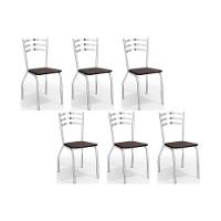 Cadeiras de Cozinha Portugal C007 Kit 6 Un Cromada - Assento Preto 110 - Kappesberg - 1