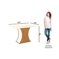 Sala de Jantar Completa Luiza c/ Tampo Madeirado Canto Reto 120cm + 4 Cadeiras Isa Nature/Veludo Light Linho - Henn - 8