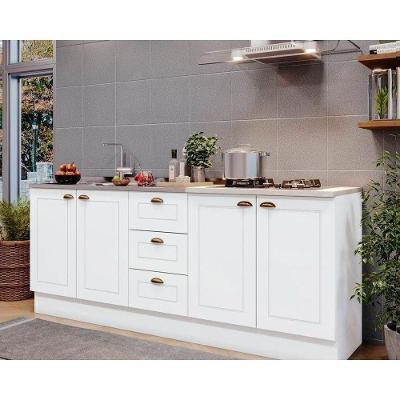 Cozinha Completa Americana Kit 3 Peças MDF 120cm Branco com Tampo