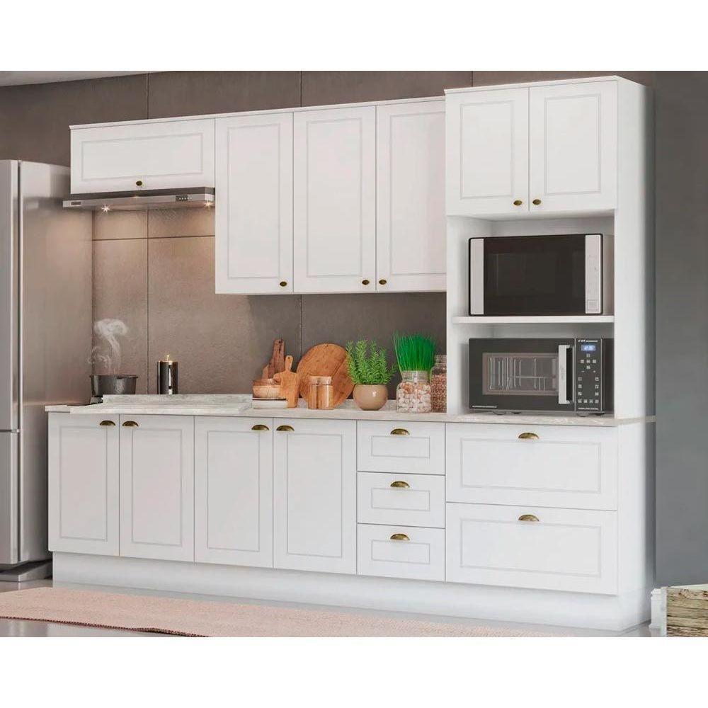 Cozinha Completa Americana (2 Aéreos, 2 Balcões, 1 Paneleiro, 2 Complemento) 7 Peças Branco - Henn - 1
