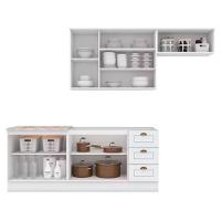 Cozinha Completa Americana (2 Aéreos, 2 Balcões, 1 Complemento) 5 Peças Branco - Henn
