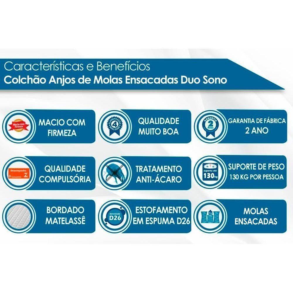 Cama Box Baú Solteiro: Colchão Molas MasterPocket Ensacadas Anjos Duo Sono +Base Courano Brown(88x188) - 4