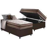 Cama Box Baú Solteiro: Colchão Molas MasterPocket Ensacadas Anjos Duo Sono +Base Courano Brown(88x188) - 1