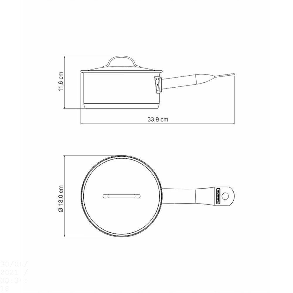 Panela Professional Em Aço Inox Fundo Triplo Com Tampa Plana Detalhe Satinado 16 Cm 1,4 L - 5