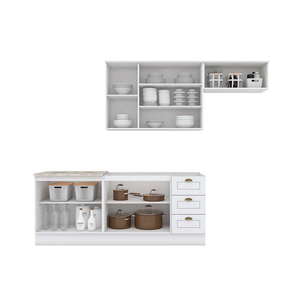 Kit De Cozinha Completa 5 Peças Americana (2 Armários 2 Balcões 1 Complemento) C5p15 Branco - Henn - 6