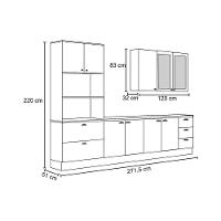 Kit De Cozinha Modulada 5pçs Torre Quente 1 Aéreo 2 Balcões 1 Tampo P/ Cooktop Cz267 Branco Henn - 6