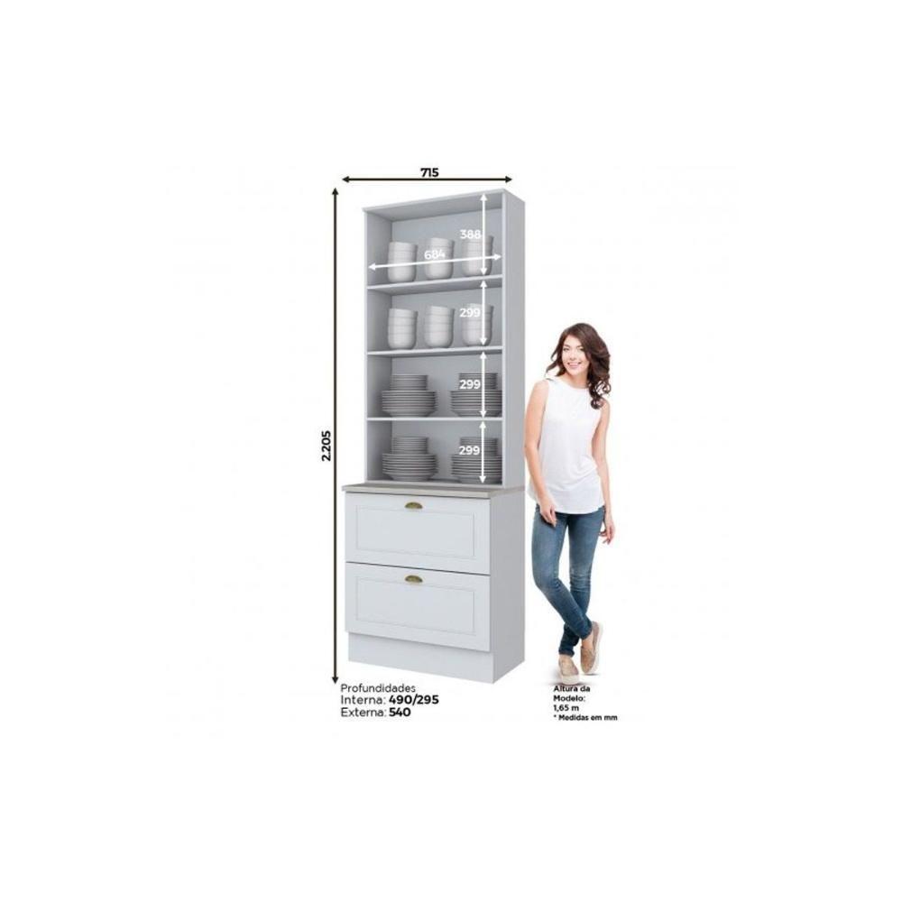 Kit De Cozinha Modulada 8pçs 2 Armários 2 Balcões 2 Paneleiros 2 Complementos C8P02 Branco Henn - 10