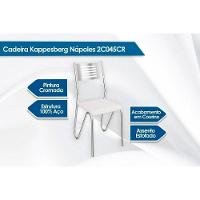 Conjunto: Mesa Sala Jantar Elba c/ Tampo Vidro 120cm + 4 Cadeiras Portugal Cromado/Courano Preto - Kappesberg - 7