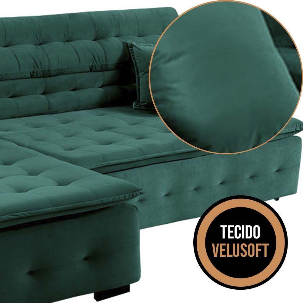 Sofá Retrátil E Reclinável Com Chaise Orlando 2.20x1.50m - Sofisticato-verde - 9