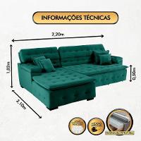 Sofá Retrátil E Reclinável Com Chaise Orlando 2.20x1.50m - Sofisticato-verde - 3