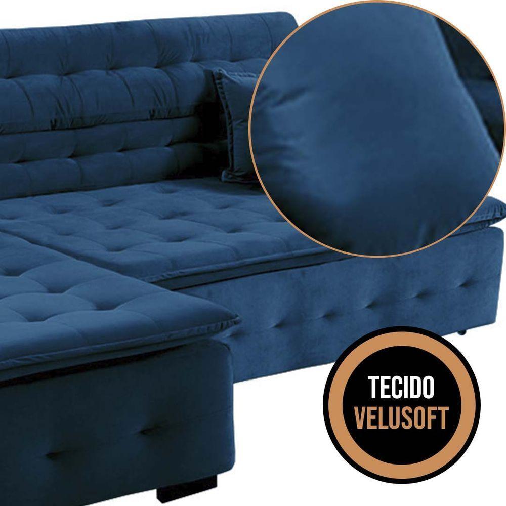 Sofá Retrátil E Reclinável Com Chaise Orlando 2.20x1.50m - Sofisticato-azul - 5