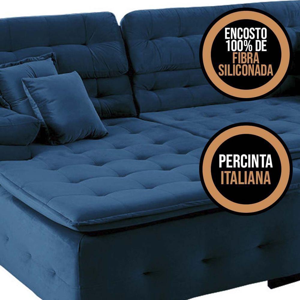 Sofá Retrátil E Reclinável Com Chaise Orlando 2.20x1.50m - Sofisticato-azul - 9