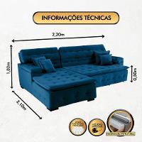 Sofá Retrátil E Reclinável Com Chaise Orlando 2.20x1.50m - Sofisticato-azul - 10