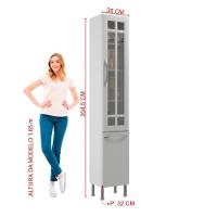 Paneleiro Simples Modulado Com Vidro Fidelitá Viena 35cm 2 Portas Branco