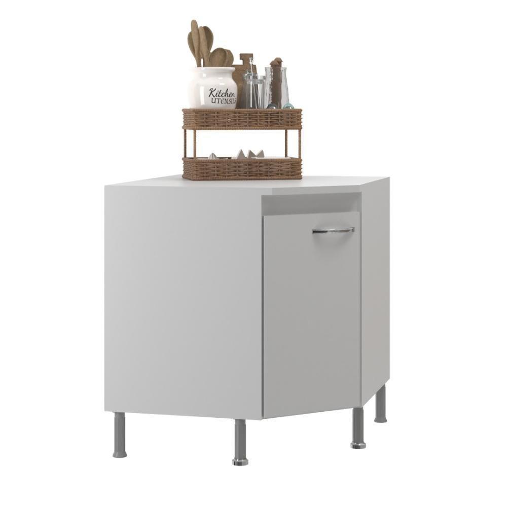Balcão Modulado De Canto Com Tampo Fidelitá Viena 75cm 1 Porta Branco - 5