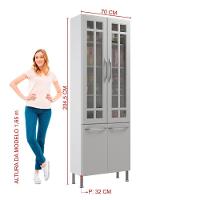 Paneleiro Duplo Modulado Com Vidro Fidelitá Viena 70cm 4 Portas Branco - 3
