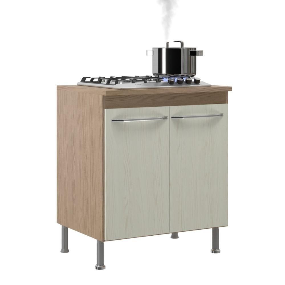 Balcão Modulado Com Tampo Fidelitá Paris 70cm 2 Portas Nogal/salinas - 2