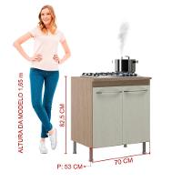 Balcão Modulado Com Tampo Fidelitá Paris 70cm 2 Portas Nogal/salinas - 5