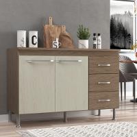 Balcão Modulado Para Cozinha Com Tampo Fidelitá Paris 120cm 2 Portas 3 Gavetas Nogal/salinas - 1