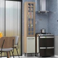 Paneleiro Simples Modulado Com Vidro Fidelitá Paris 35cm 2 Portas Nogal/salinas - 1