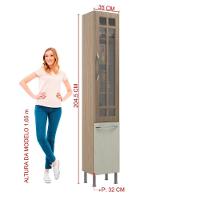 Paneleiro Simples Modulado Com Vidro Fidelitá Paris 35cm 2 Portas Nogal/salinas