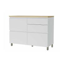 Armário de Cozinha Modulado Balcão Rainha 1 Porta e 4 Gaveta c/ Tampo 120 cm Branca/Nature - Nesher - 1