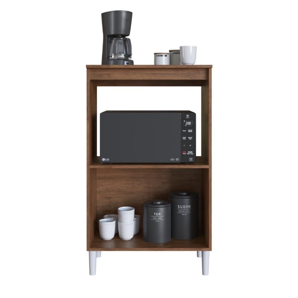 Balcão De Cozinha Modulado Para Forno E Microondas Fidelitá Verona 65cm 2 Portas Noce/off-white - 3