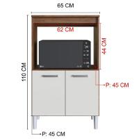 Balcão De Cozinha Modulado Para Forno E Microondas Fidelitá Verona 65cm 2 Portas Noce/off-white - 4