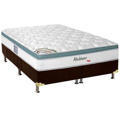 Cama Box King: Colchão Molas Ensacadas Herval MasterPocket Meditare + Base CRC Suede Brown(193x203)