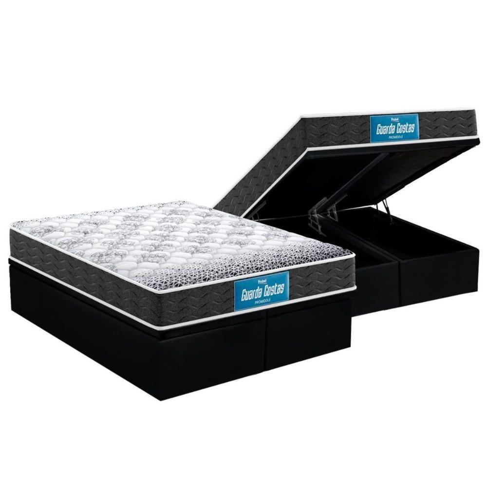 Cama Box Baú Colchão Anatômico Probel D / Ep Guarda Costas Prómiddle Double FaceBase Suede Black - 1