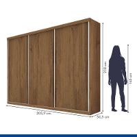 Guarda Roupa Casal 3 Portas De Correr 4 Gavetas Cronos Minastex - 7